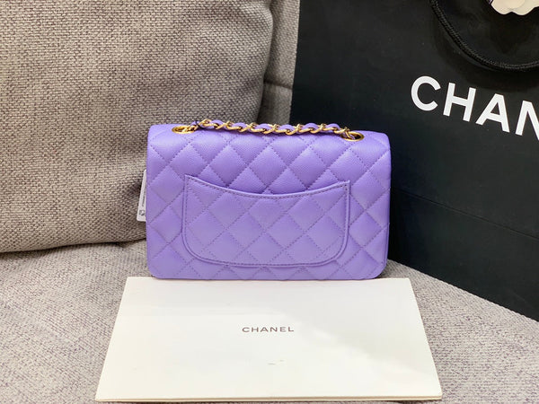 flap bag mini 20cm purple caviar gold hardware