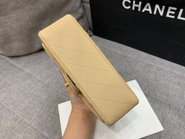 flap bag mini 20cm beige caviar gold hardware