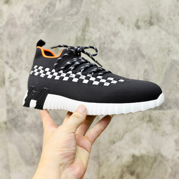 HM FLEX SLIP-ON SNEAKER BLACK AND WHITE WOVEN FABRIC