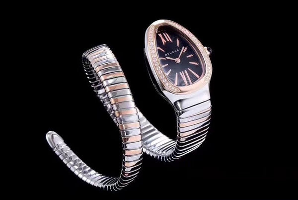 SERPENTI TUBOGAS 35MM PINK GOLD SILVER DIAMOND BEZEL