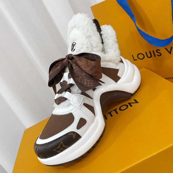 LV Archlight Sneaker White Mix Brown Monogram Bow Tie Lambskin