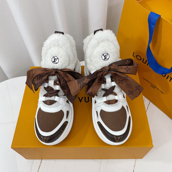 LV Archlight Sneaker White Mix Brown Monogram Bow Tie Lambskin