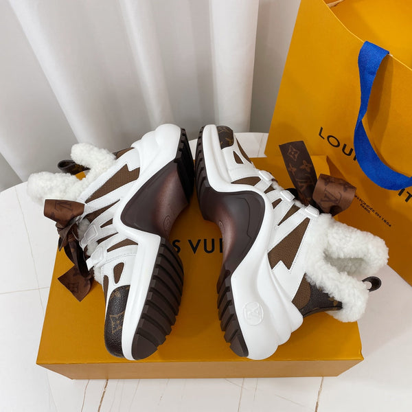 LV Archlight Sneaker White Mix Brown Monogram Bow Tie Lambskin