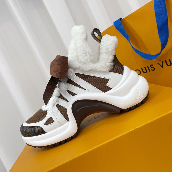 LV Archlight Sneaker White Mix Brown Monogram Bow Tie Lambskin