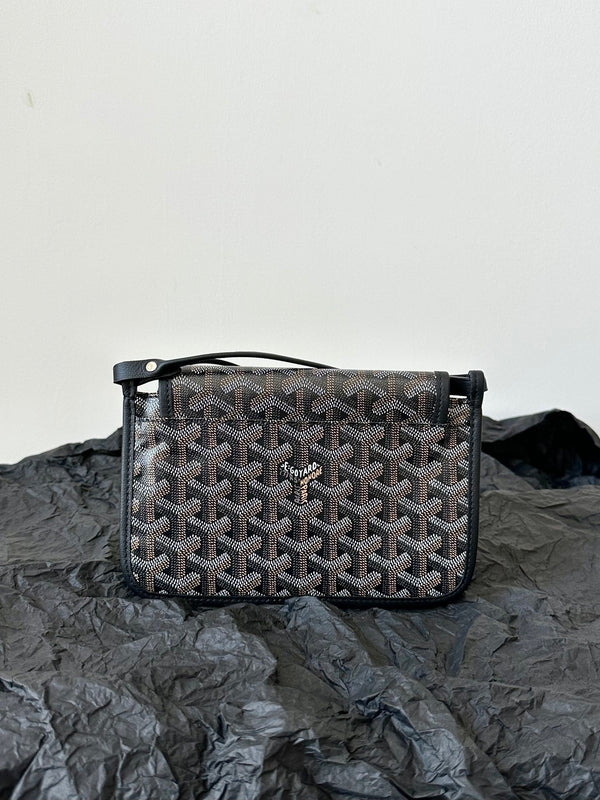 PLUMET POCKET WALLET 20 IN BLACK GOYARDINE CANVAS AND LAMBSKIN TRIM