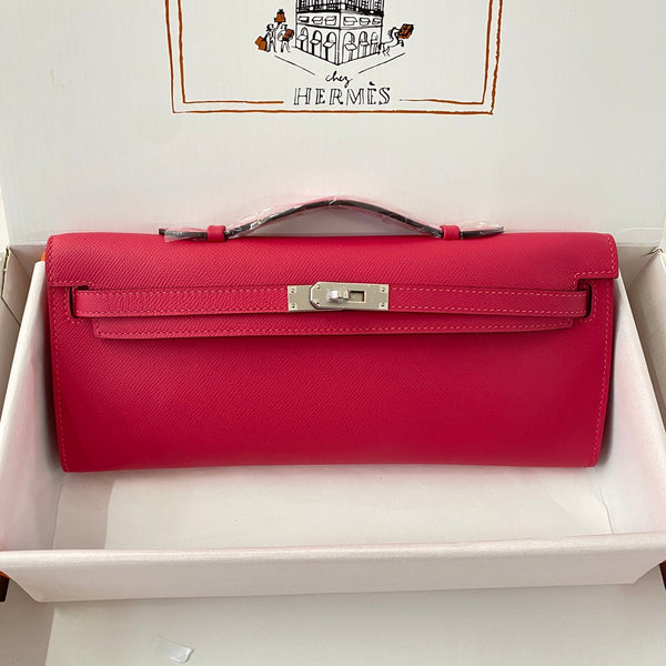HM Kelly Cut 31 Pelle Epsom rosa cremisi con finiture in argento 229061