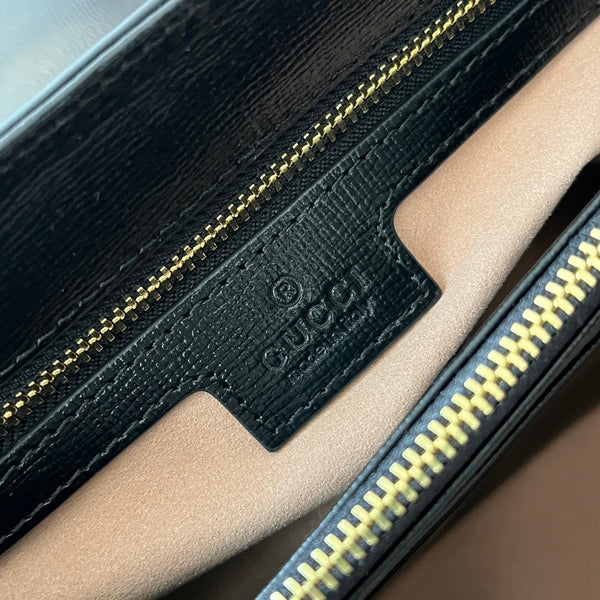 BORSA MEDIA CON MANICO SUPERIORE HORSEBIT 1955 29 IN PELLE DI VITELLO NERA E FERRAMENTA ORO