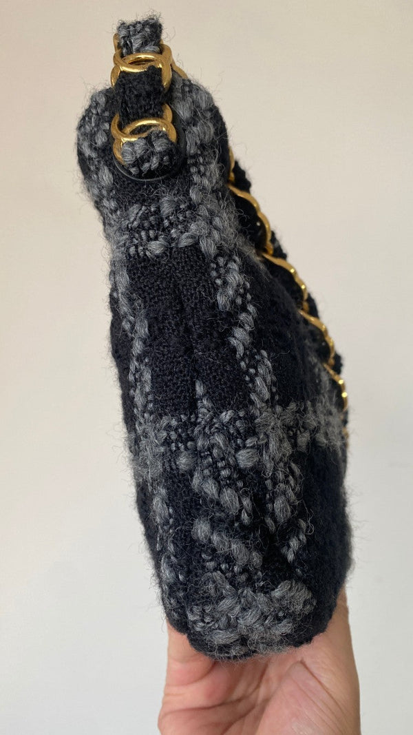 CC 2025 hobo handbag 24 black gray wool