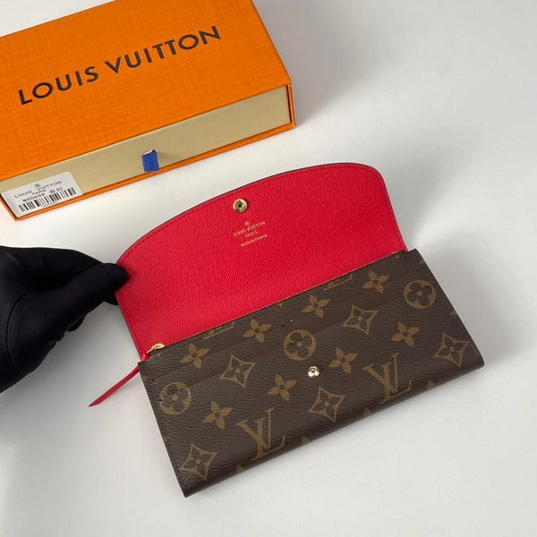 LV M60696 Emilie Wallet Brown Red Monogram Canvas 221661