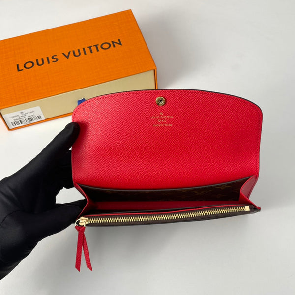 LV M60696 Emilie Wallet Brown Red Monogram Canvas 221661