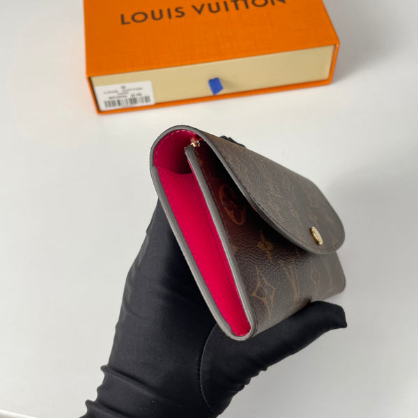 Portafoglio LV M60696 Emilie in tela monogramma marrone viola-rosso 221662