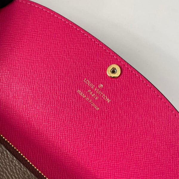 Portafoglio LV M60696 Emilie in tela monogramma marrone viola-rosso 221662