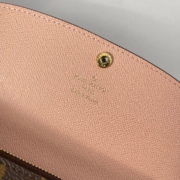 Portafoglio LV M60696 Emilie in tela monogramma marrone rosa 221664
