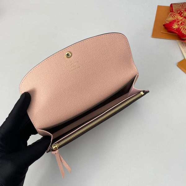 Portafoglio LV M60696 Emilie in tela monogramma marrone rosa 221664