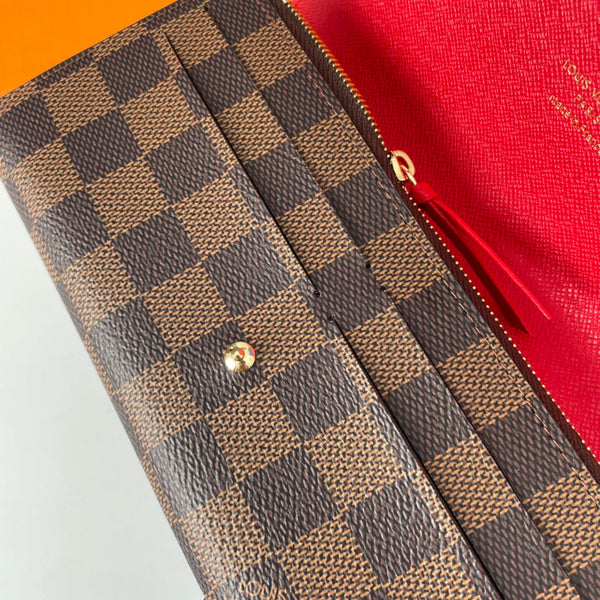 LV N63544 Emilie Wallet Brown Red Monogram Canvas 221666