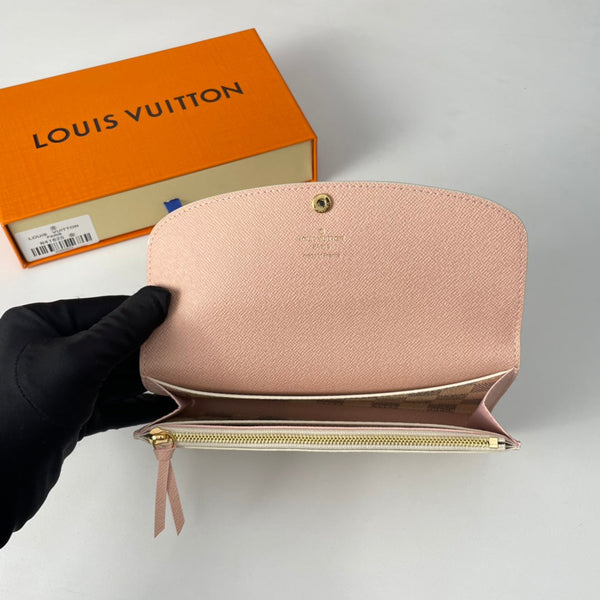 Portafoglio LV N41625 Emilie in tela monogrammata rosa balletto bianco 221667