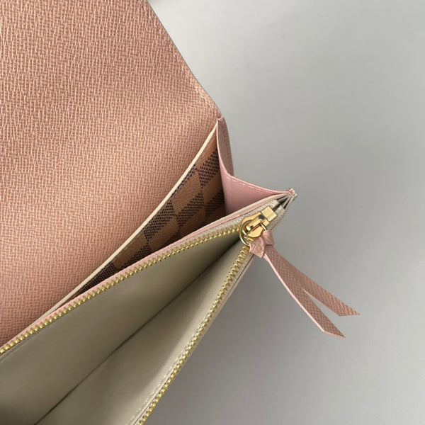 Portafoglio LV N41625 Emilie in tela monogrammata rosa balletto bianco 221667