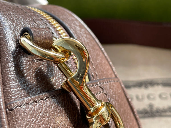 BORSA A TRACOLLA OPHIDIA GG SMALL 21 IN TELA SUPREMA BEIGE ED EBANO