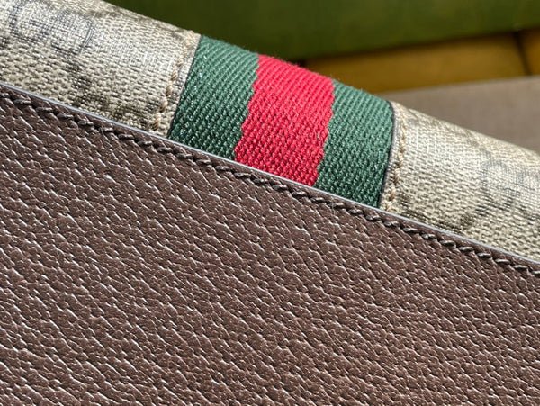 BORSA A TRACOLLA OPHIDIA GG SMALL 21 IN TELA SUPREMA BEIGE ED EBANO