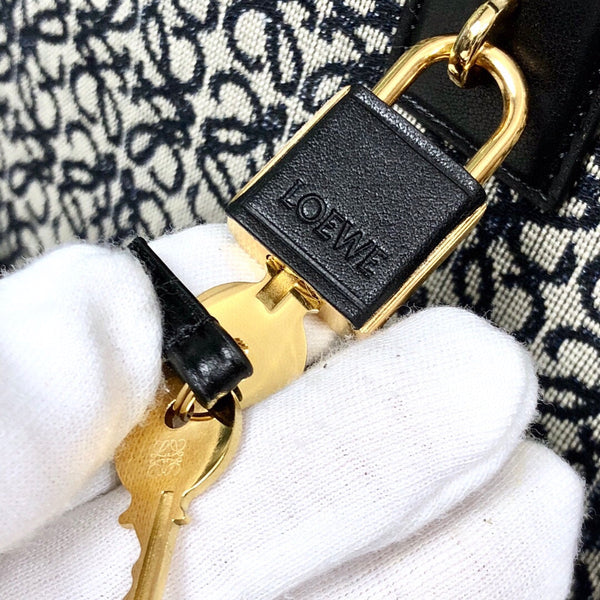 BORSA LOE AMAZONA 19 IN PELLE DI VITELLO NERA E JACQUARD MONOGRAMMA