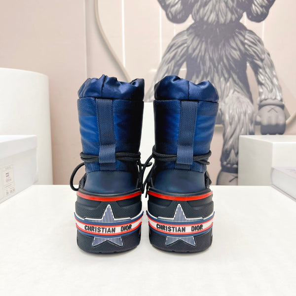 CD Snow Ankle Boots Dark Blue Cowhide Nylon Fabric 539660