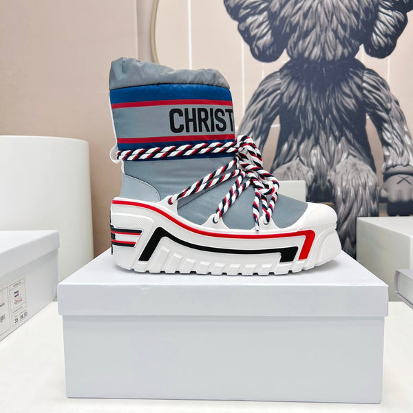 CD Snow Ankle Boots Light Blue Cowhide Nylon Fabric 539659