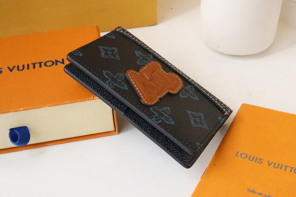 LV Logo Pocket Organiser Black Blue Monogram Canvas 182772