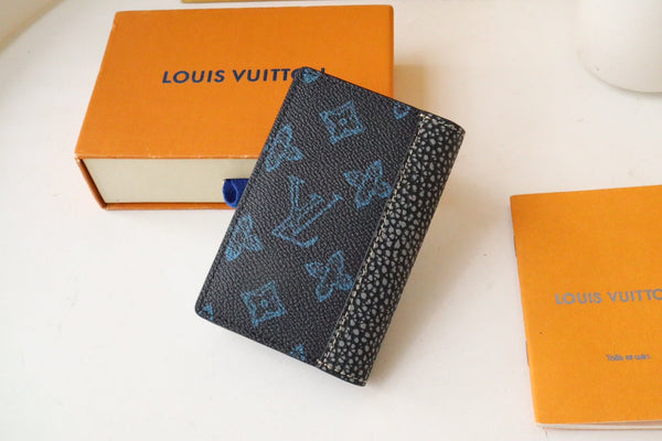 LV Logo Pocket Organiser Black Blue Monogram Canvas 182772