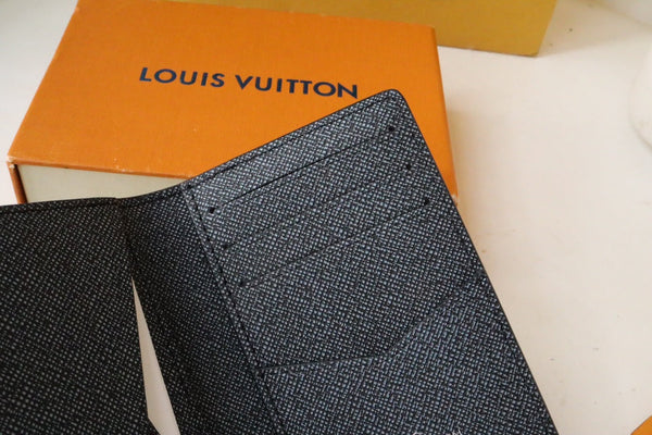 LV Logo Pocket Organiser Black Blue Monogram Canvas 182772