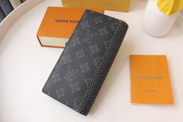 LV Logo Brazza Wallet Dark Green Monogram Floral Canvas 182774