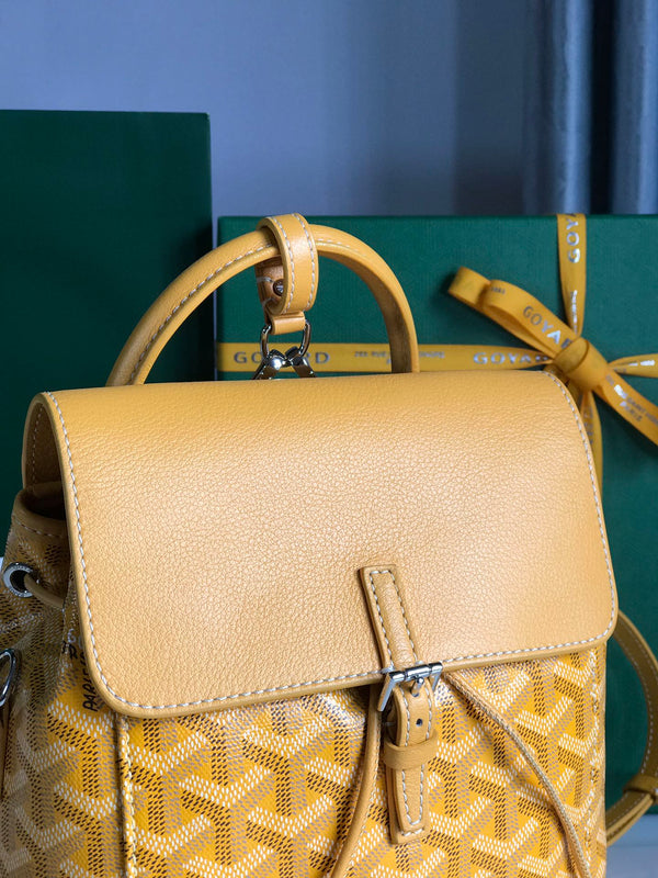 ZAINO ALPIN MINI 21 IN PELLE DI AGNELLO GIALLA E TELA GOYARDINE