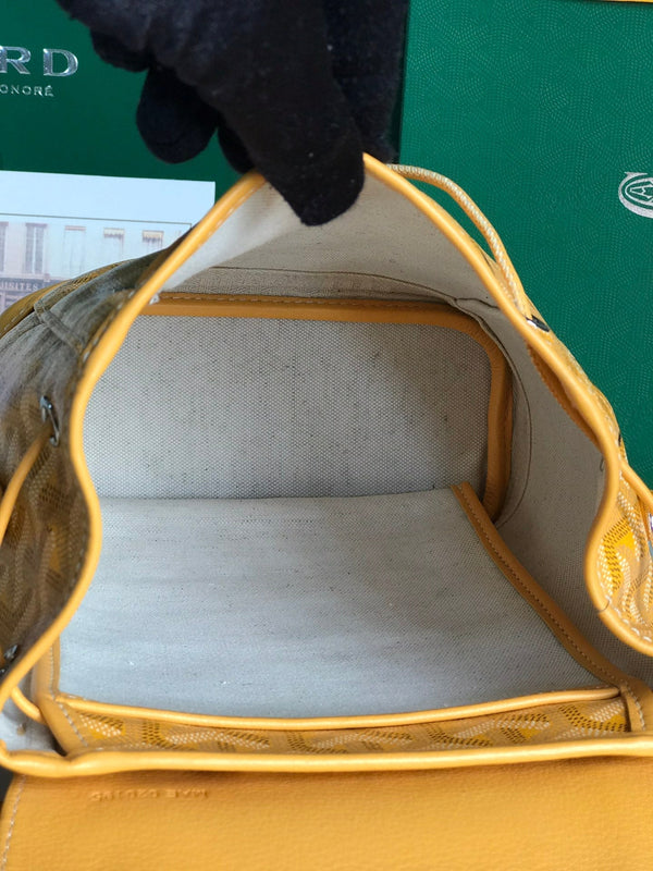 ZAINO ALPIN MINI 21 IN PELLE DI AGNELLO GIALLA E TELA GOYARDINE