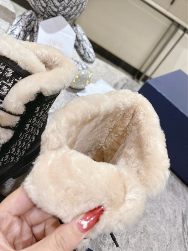 Stivaletto CD Explorer 50mm Nero Bianco Fodera in pile Tessuto jacquard obliquo e pelle bovina