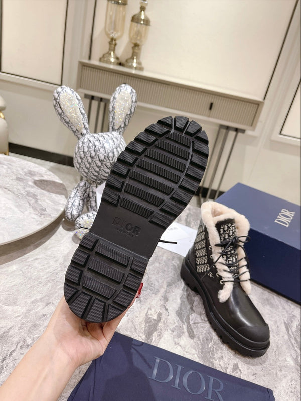 Stivaletto CD Explorer 50mm Nero Bianco Fodera in pile Tessuto jacquard obliquo e pelle bovina