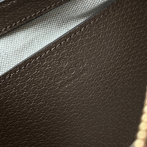 Borsa a tracolla piccola GG Ophidia 21 cm in tela beige marrone scuro