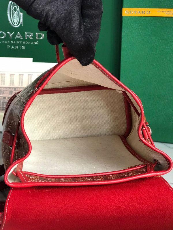 ZAINO ALPIN MINI 21 IN PELLE DI AGNELLO ROSSA CLASSICA E TELA GOYARDINE