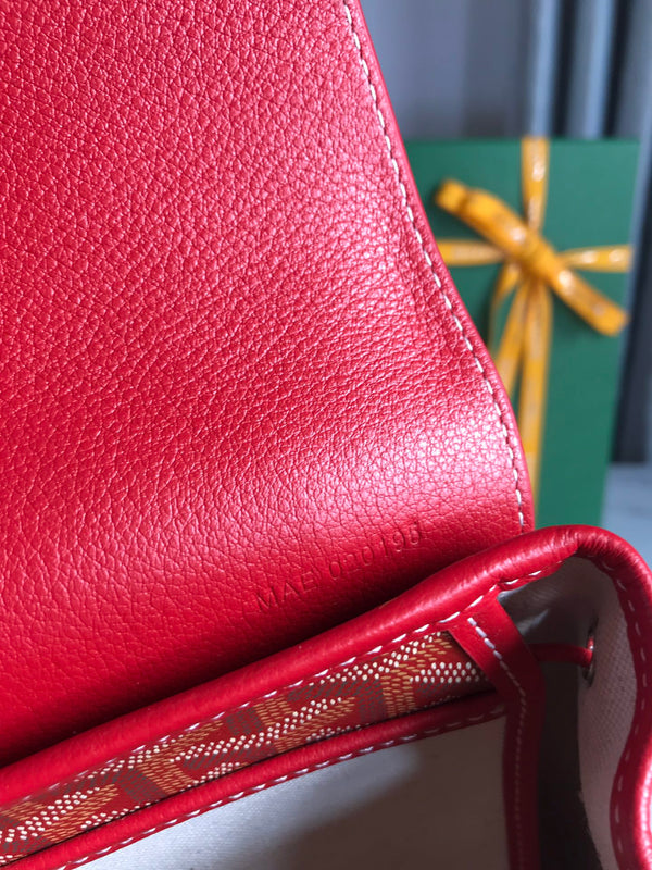 ZAINO ALPIN MINI 21 IN PELLE DI AGNELLO ROSSA CLASSICA E TELA GOYARDINE