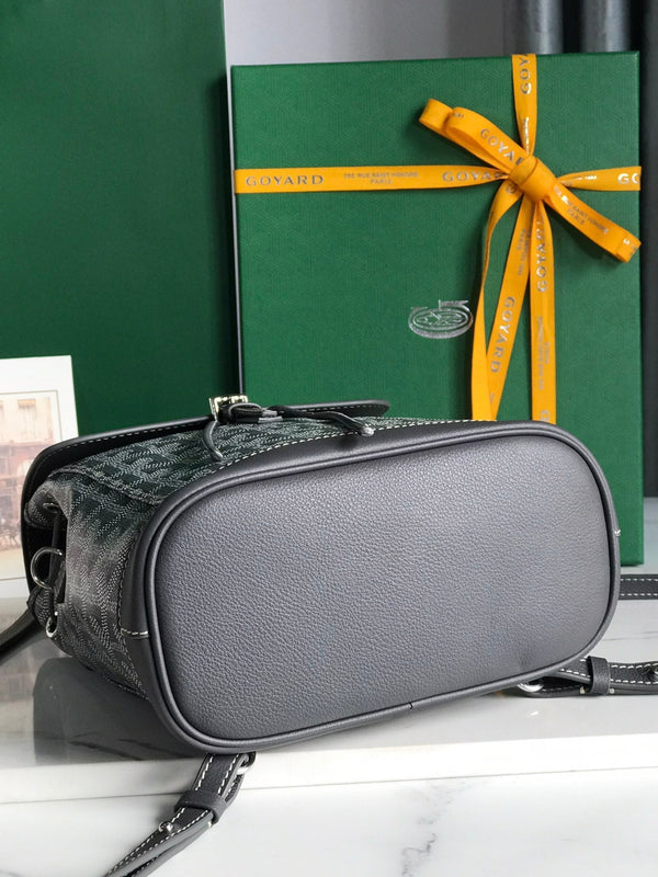 ZAINO ALPIN MINI 21 IN PELLE DI AGNELLO GRIGIA E TELA GOYARDINE