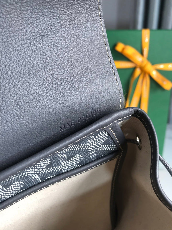 ZAINO ALPIN MINI 21 IN PELLE DI AGNELLO GRIGIA E TELA GOYARDINE