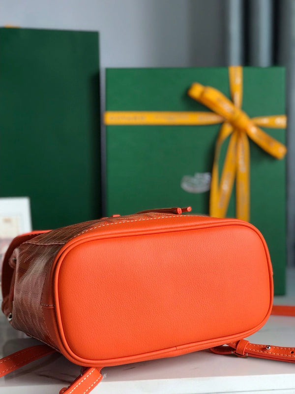 ZAINO ALPIN MINI 21 IN AGNELLO ARANCIONE E TELA GOYARDINE