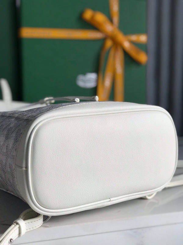 ALPIN MINI BACKPACK 21 IN WHITE LAMBSKIN AND GOYARDINE CANVAS