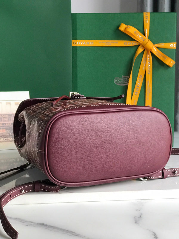 ZAINO ALPIN MINI 21 IN PELLE DI AGNELLO ROSSO VINO E TELA GOYARDINE