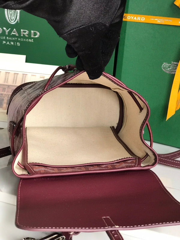 ZAINO ALPIN MINI 21 IN PELLE DI AGNELLO ROSSO VINO E TELA GOYARDINE