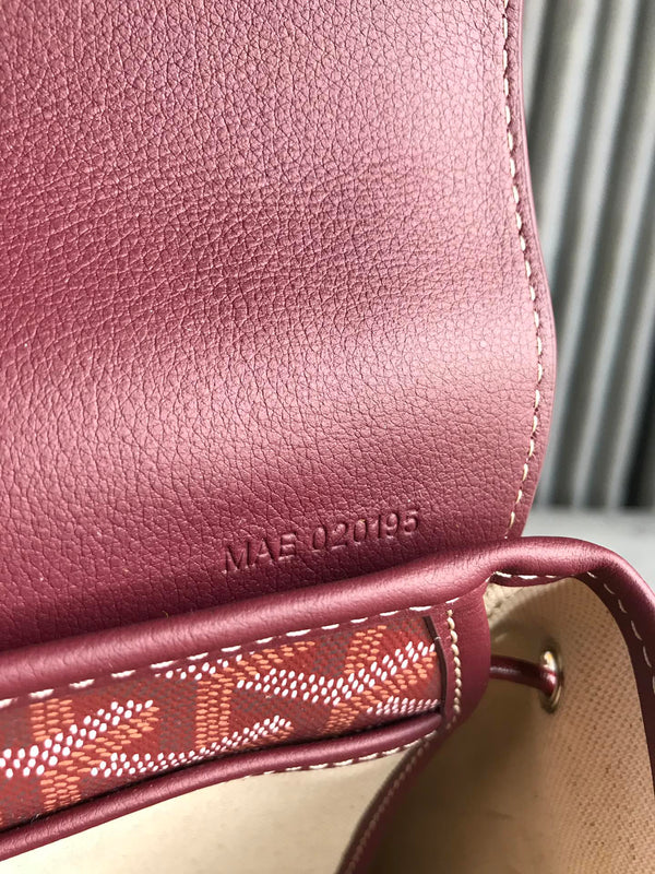 ZAINO ALPIN MINI 21 IN PELLE DI AGNELLO ROSSO VINO E TELA GOYARDINE