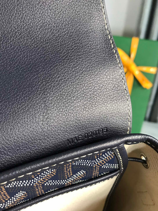 ZAINO ALPIN MINI 21 IN PELLE DI AGNELLO BLU NAVY E TELA GOYARDINE