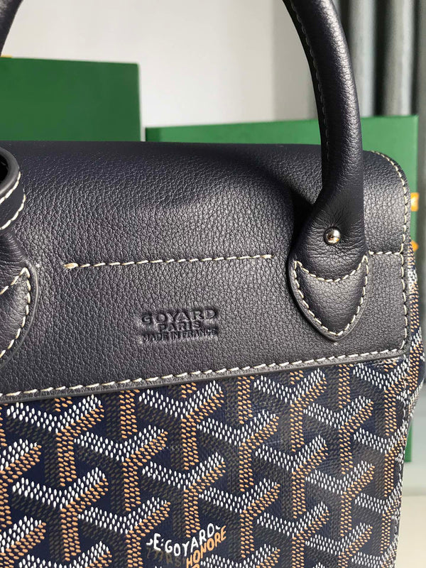 ZAINO ALPIN MINI 21 IN PELLE DI AGNELLO BLU NAVY E TELA GOYARDINE