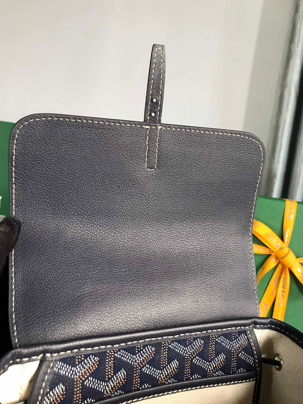 ZAINO ALPIN MINI 21 IN PELLE DI AGNELLO BLU NAVY E TELA GOYARDINE