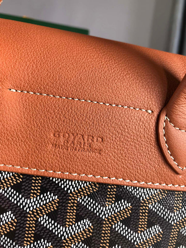 ZAINO ALPIN MINI 21 IN PELLE DI AGNELLO COLOR MARRONE E TELA GOYARDINE NERA