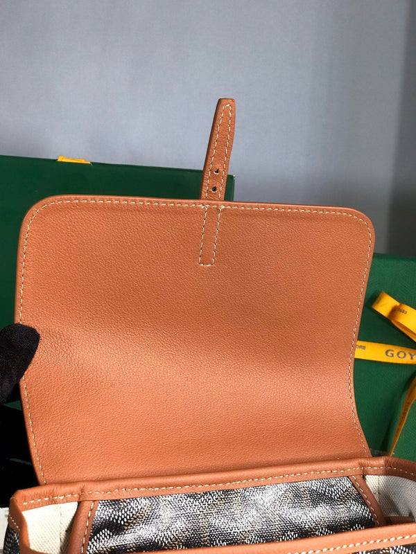 ZAINO ALPIN MINI 21 IN PELLE DI AGNELLO COLOR MARRONE E TELA GOYARDINE NERA