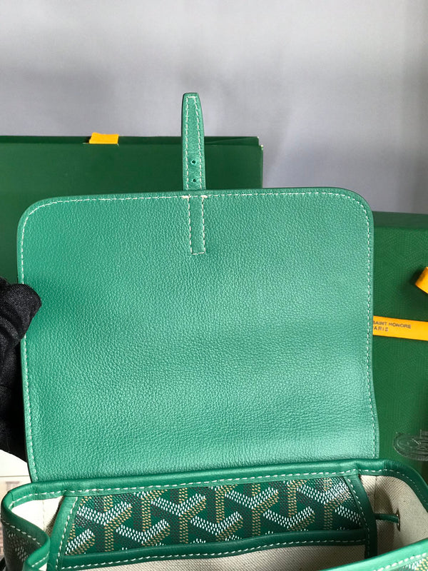 ZAINO ALPIN MINI 21 IN PELLE DI AGNELLO VERDE E TELA GOYARDINE